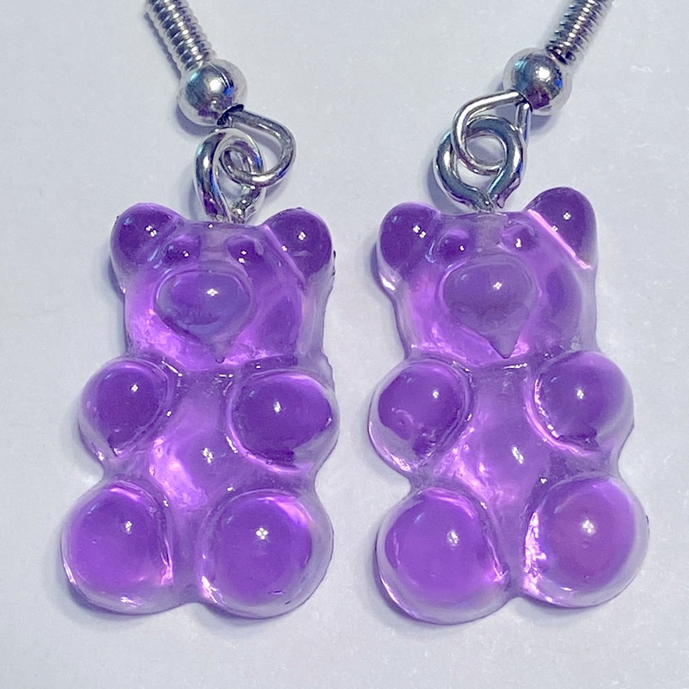 Purple gummy bear 🐻 dangling earrings